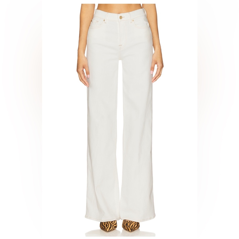 7 For All Mankind Lotta Ivory Wide-Leg Pants Jeans
